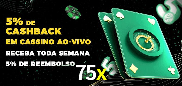 Promoções do cassino ao Vivo 75x
